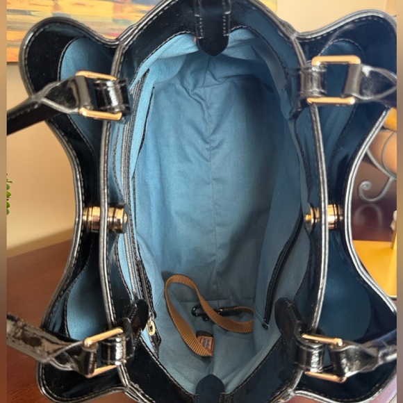 🦆DOONEY & BOURKE🦆 🖤Brenna🖤 BLACK PATENT LEATHER SATCHEL BAG 🌟NWOT🌟 - Picture 11 of 16